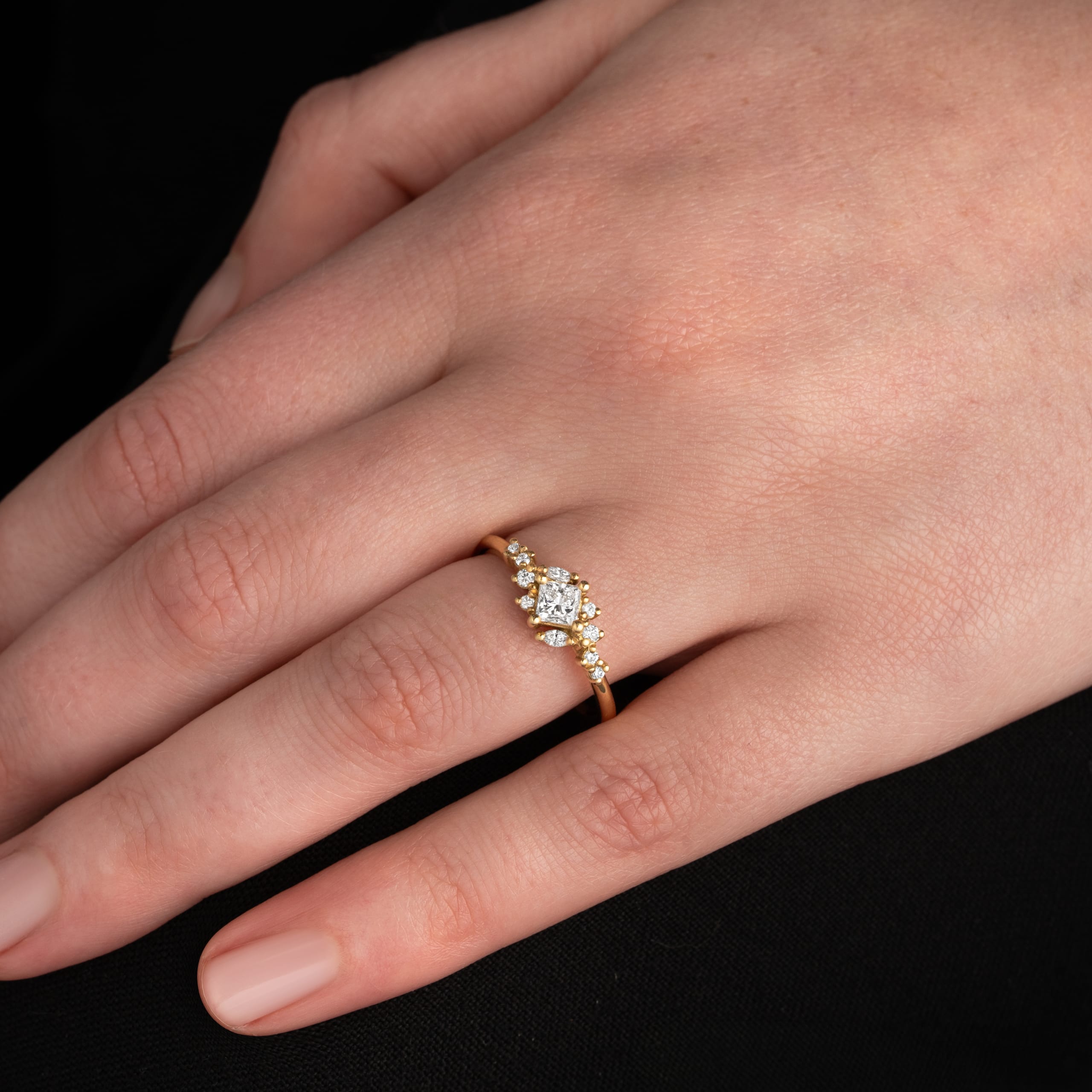 Princess cut lab grown diamond cluster ring — 6