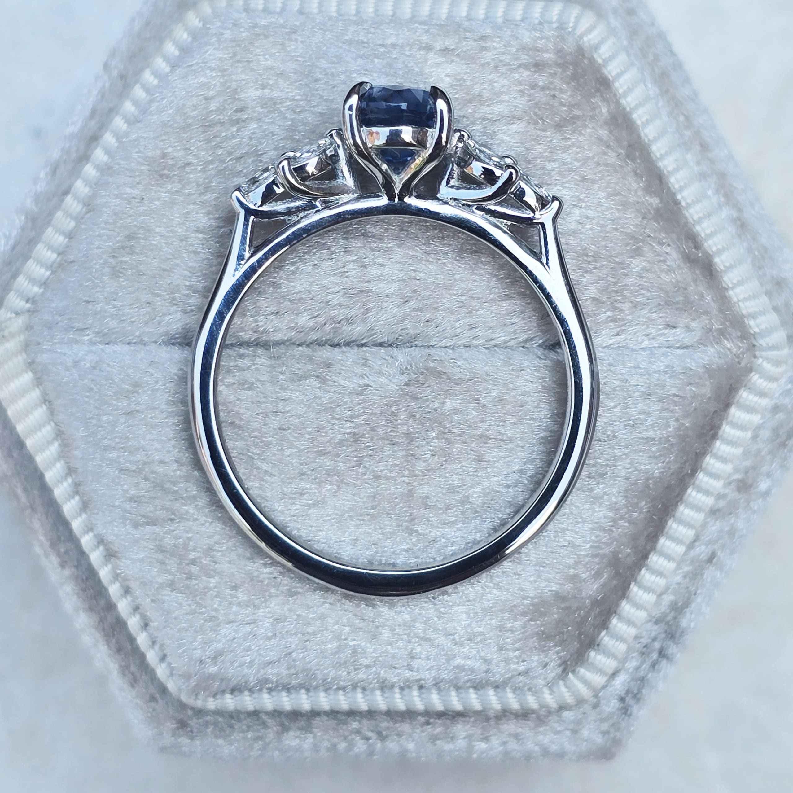 Precision icy blue sapphire and diamond ring — 3