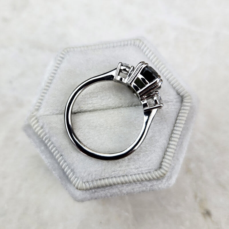 Parti sapphire and diamond trilogy ring — 2
