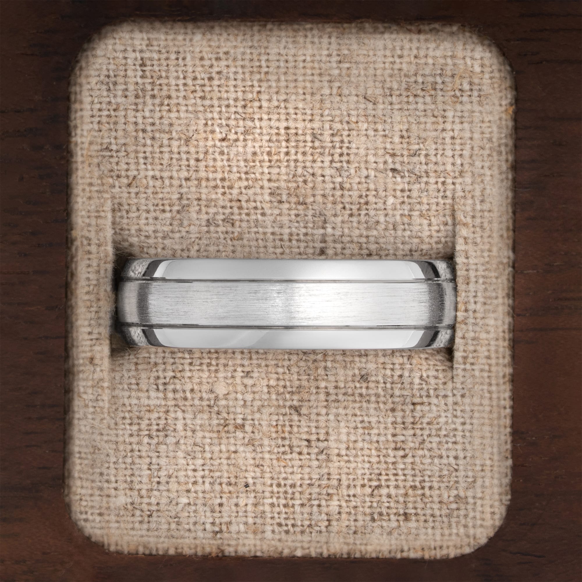 Brushed center wedding band  — 3