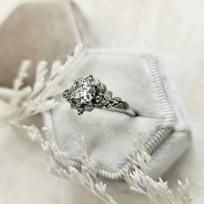 Nature inspired round lab grown diamond ring — 3