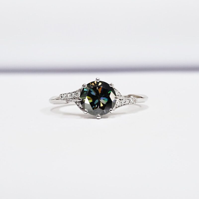 Moonlight moissanite and diamond engagement ring  — 1