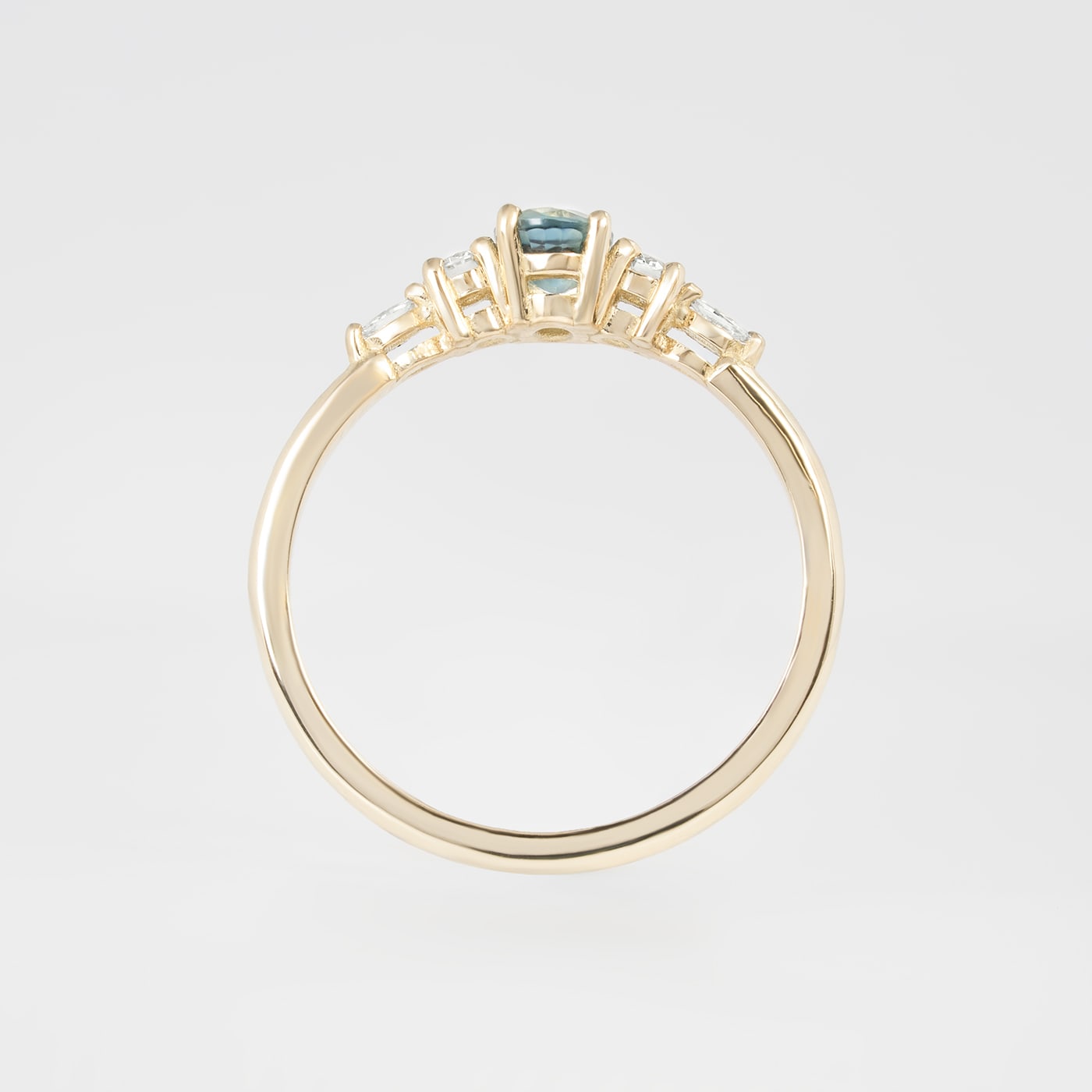 Teal sapphire and diamond ring — 3