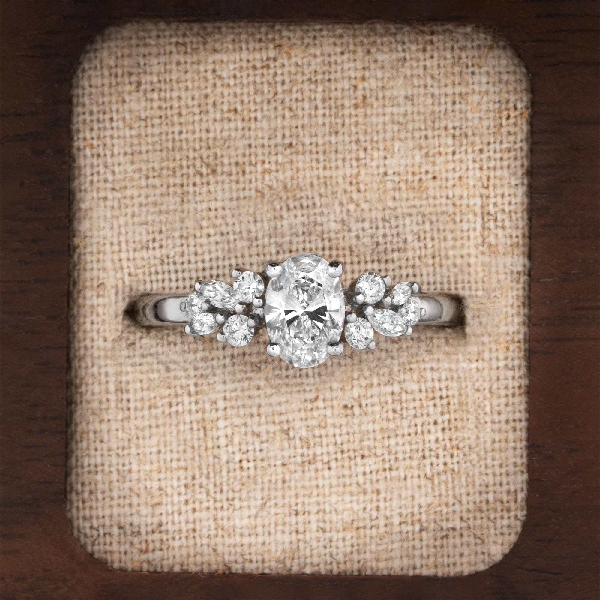 Oval lab grown diamond floral ring — 1