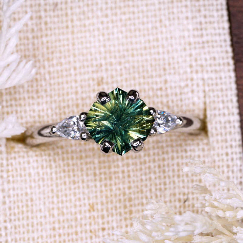 Galaxy cut sapphire and diamond ring — 1