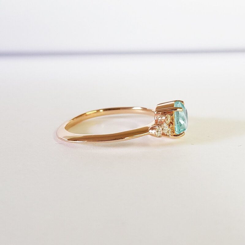Mint sapphire and diamond engagement ring  — 2