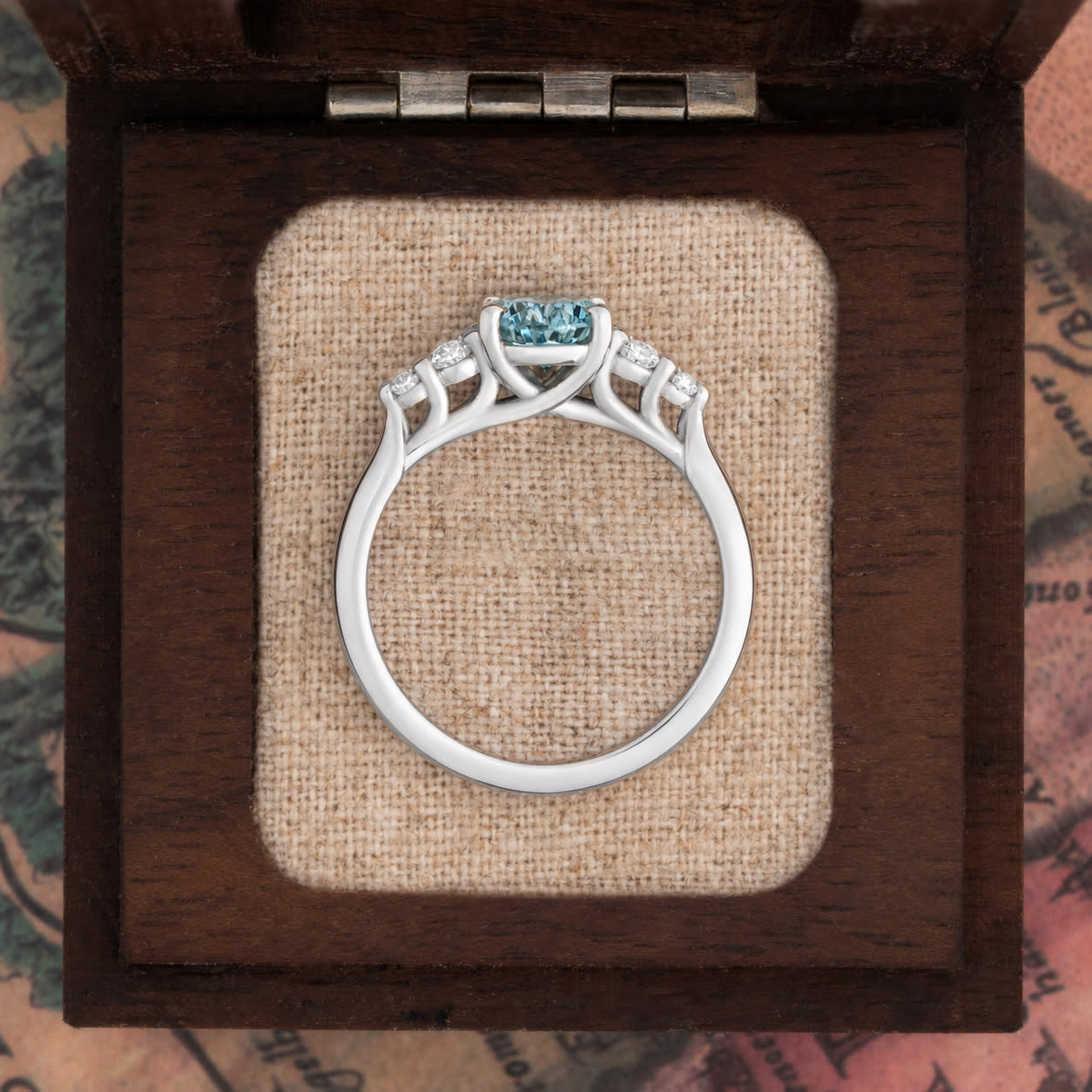 'The Quintet' – Fancy blue pear diamond ring — 3