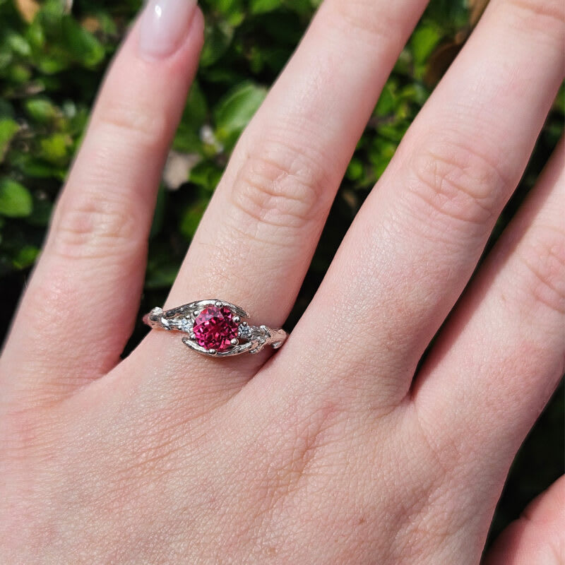 Padparadscha sapphire and diamond nature ring  — 2