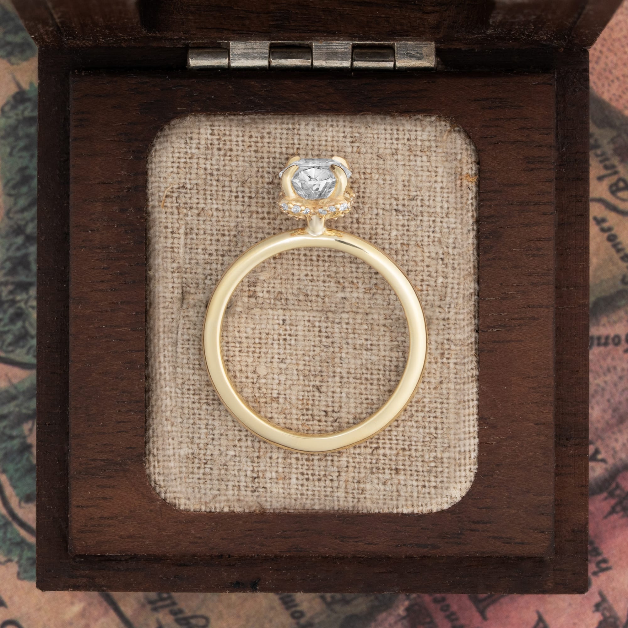 Oval hidden halo diamond ring — 4