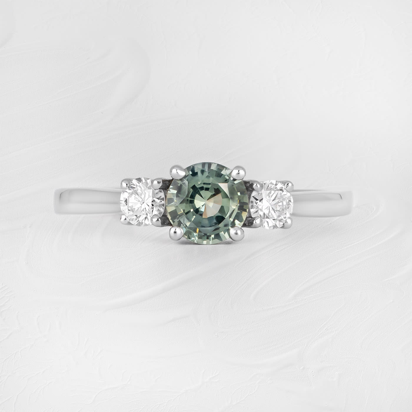 Seafoam green sapphire and diamond ring — 1