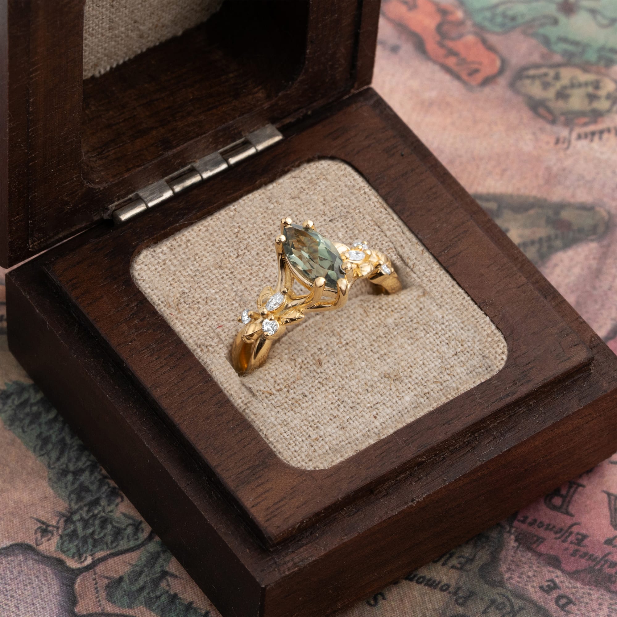 'Flora Belle' Green spinel and diamond ring - alternate view