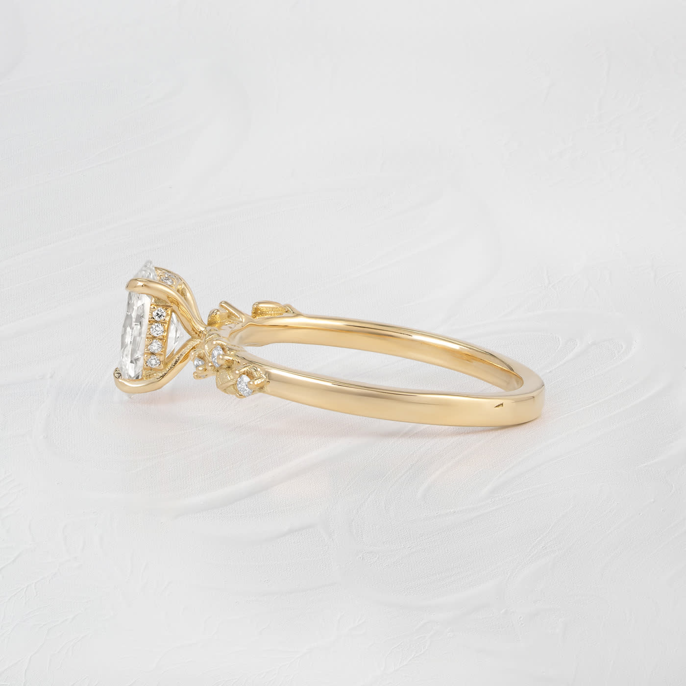 Oval lab grown diamond and floral ring  — 3