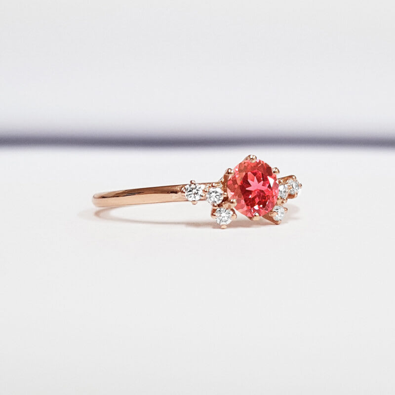 Padparadscha sapphire and diamond ring — 3