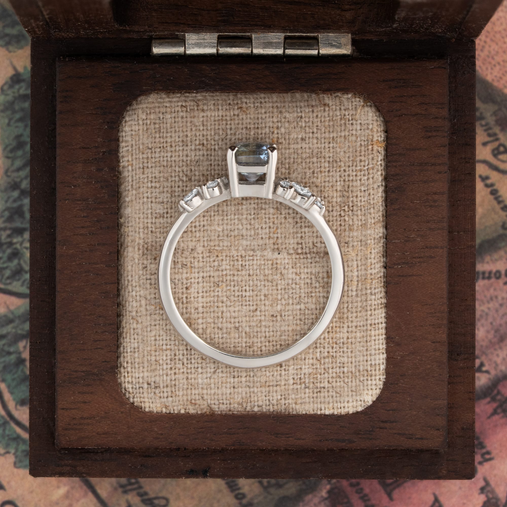 Square radiant cut icy blue sapphire and diamond ring — 2