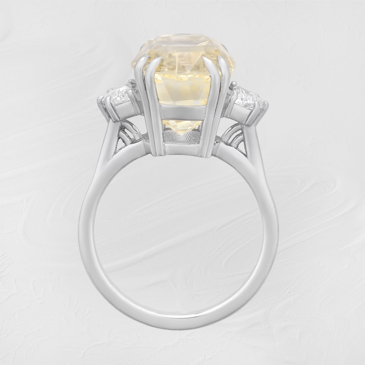 Yellow sapphire and diamond trilogy ring — 4