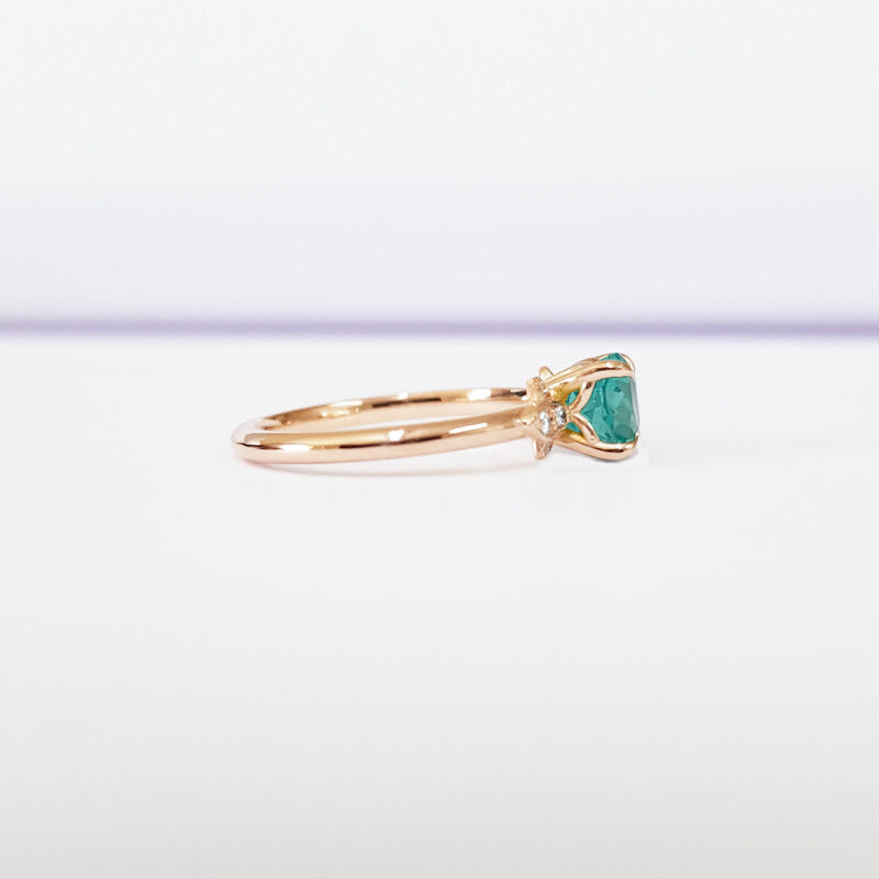 Mint sapphire and diamond floral engagement ring — 3