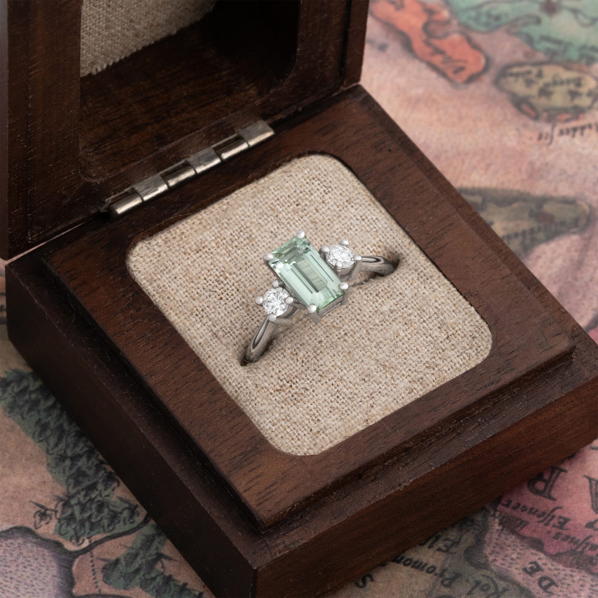 Mint tourmaline and diamond trilogy ring — 2