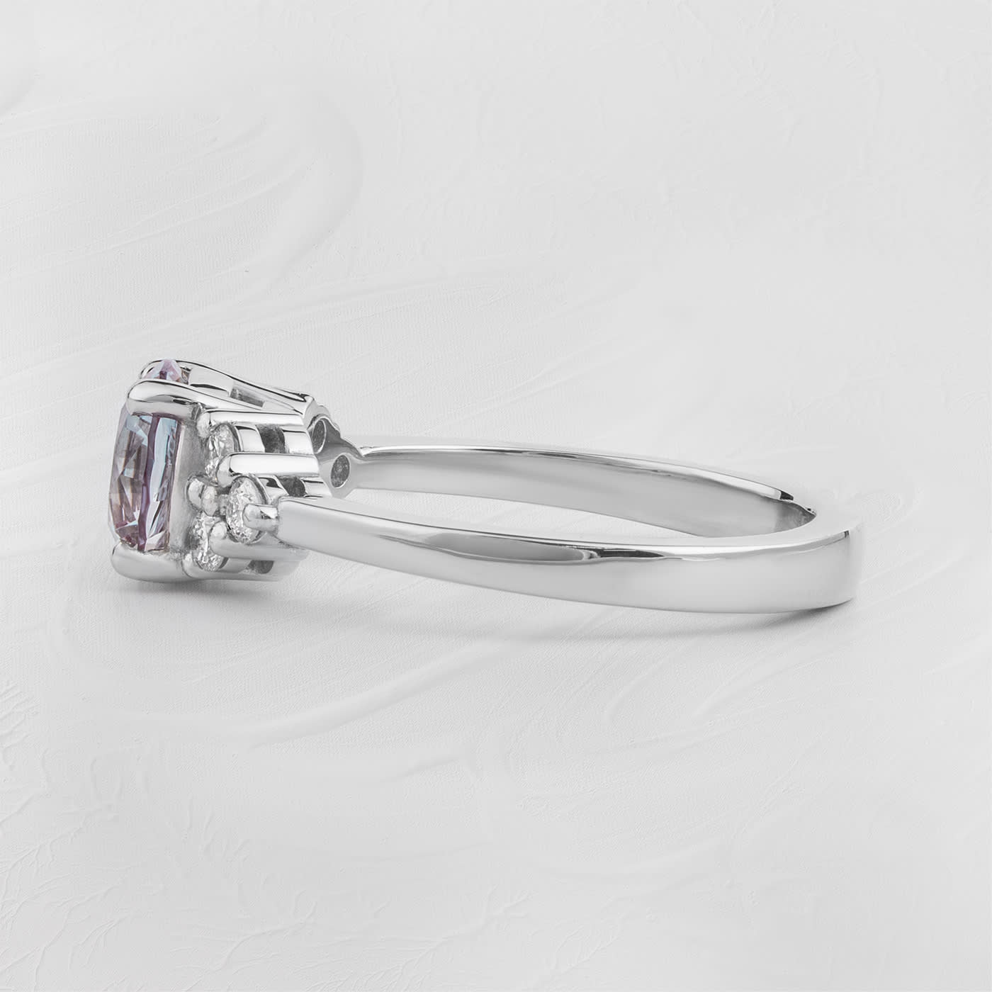 Lab grown alexandrite and diamond ring — 3