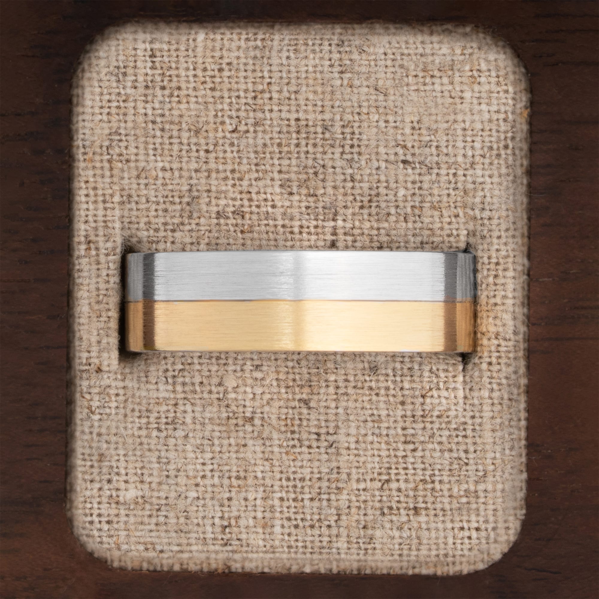 Two tone half and half  wedding band  - alternate view