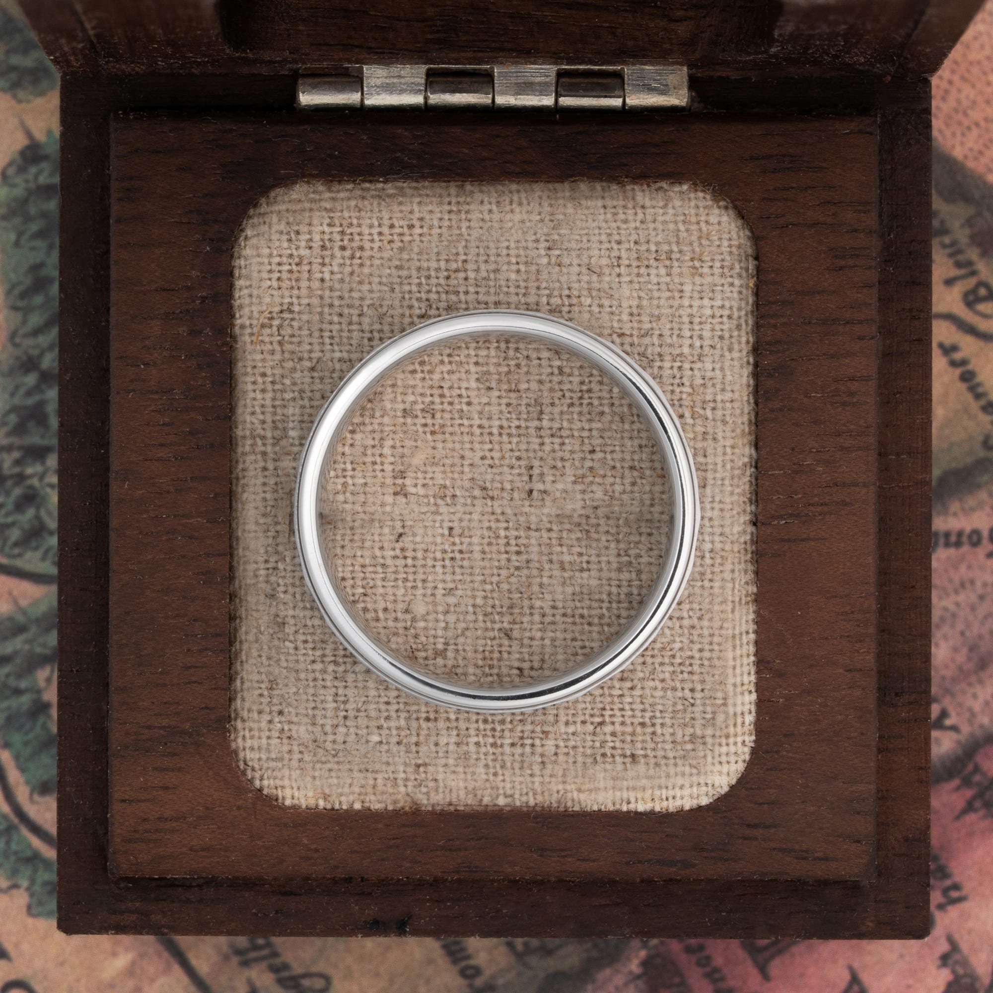 Hammered center wedding band  — 4