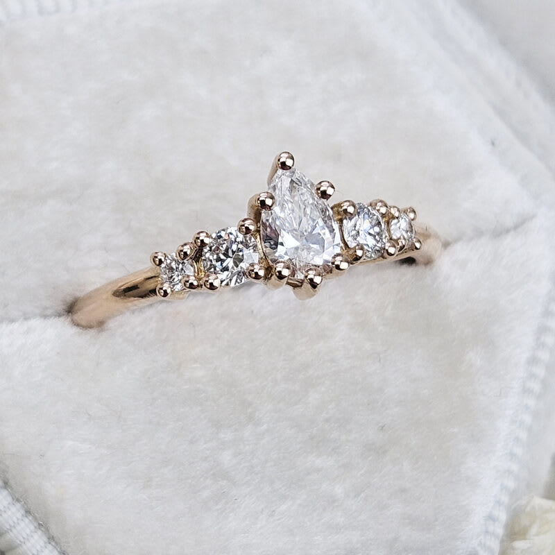 Pear lab grown diamond 5 stone ring — 3
