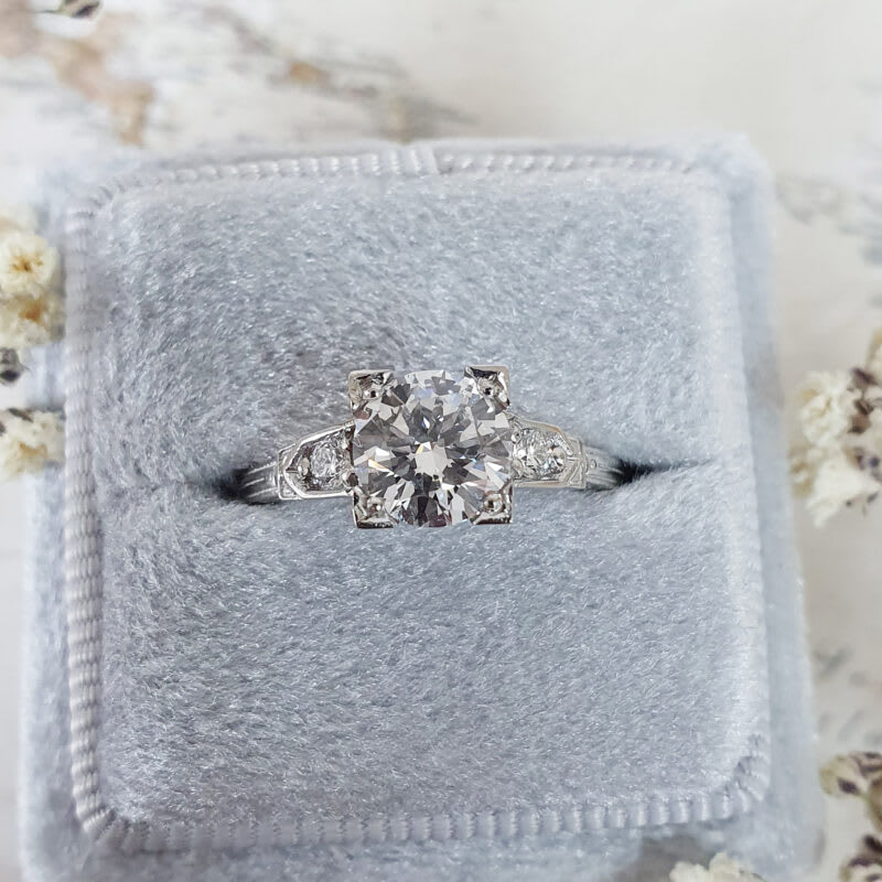 'Erté' 1920s inspired lab grown diamond engagement ring