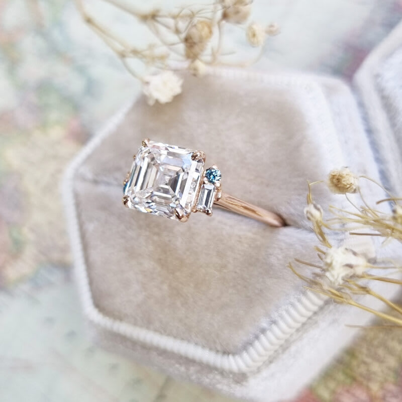 Asscher cut lab grown diamond ring — 3