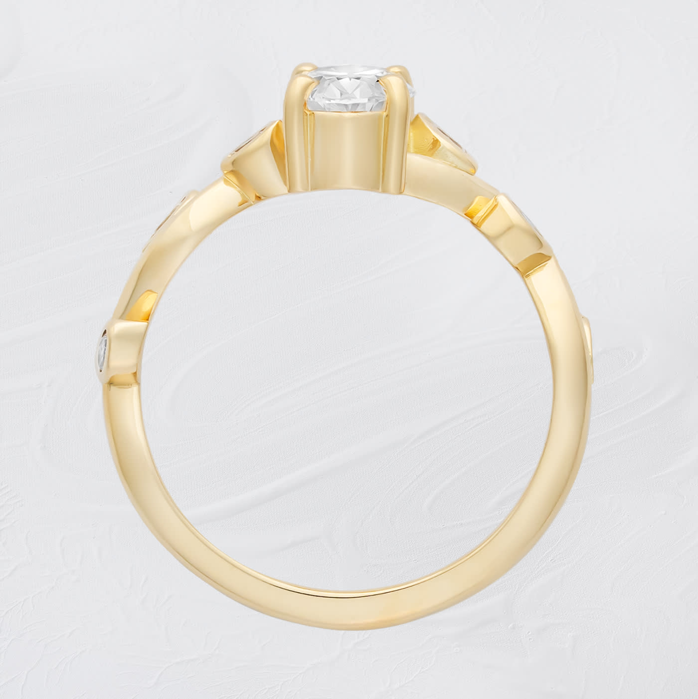 Oval lab grown diamond floral ring — 4