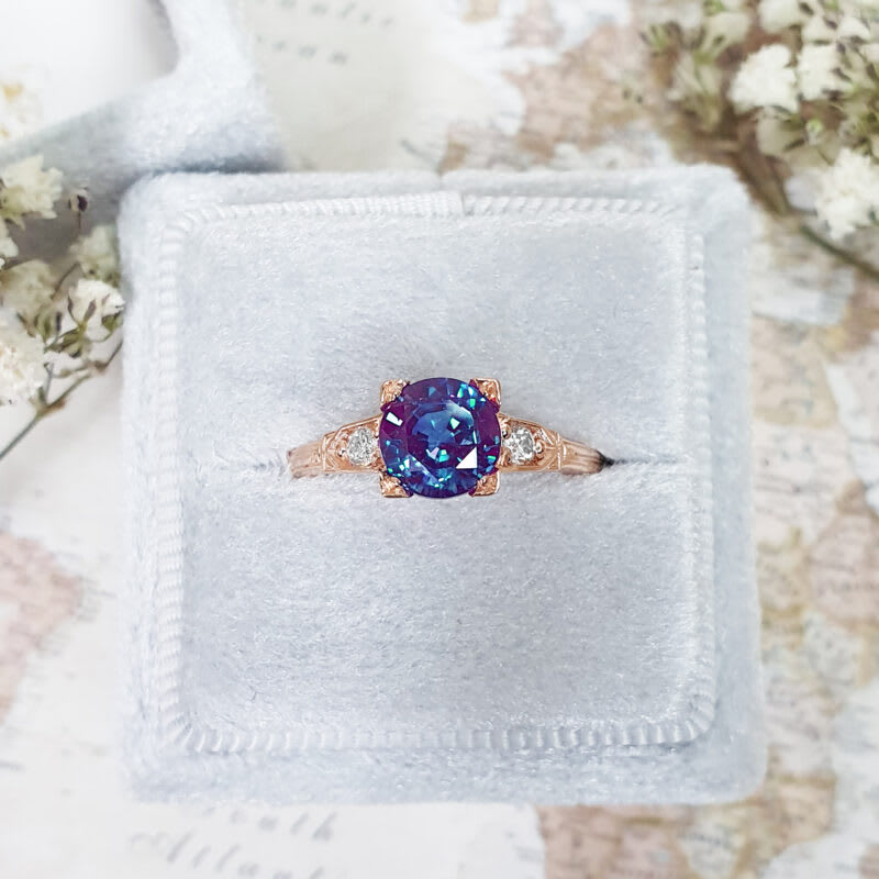 'Erté' Alexandrite and diamond engagement ring