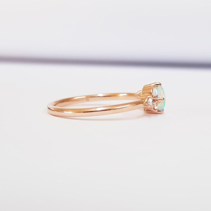 Opal and diamond cluster engagement ring  — 2