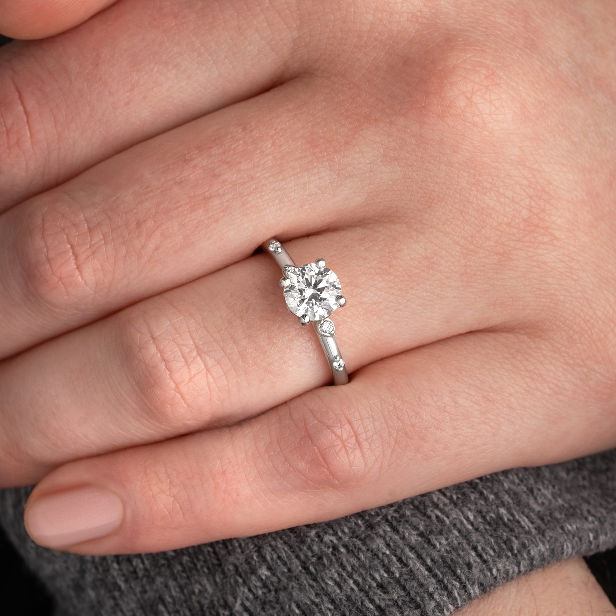 Round lab grown diamond ring in platinum - alternate view