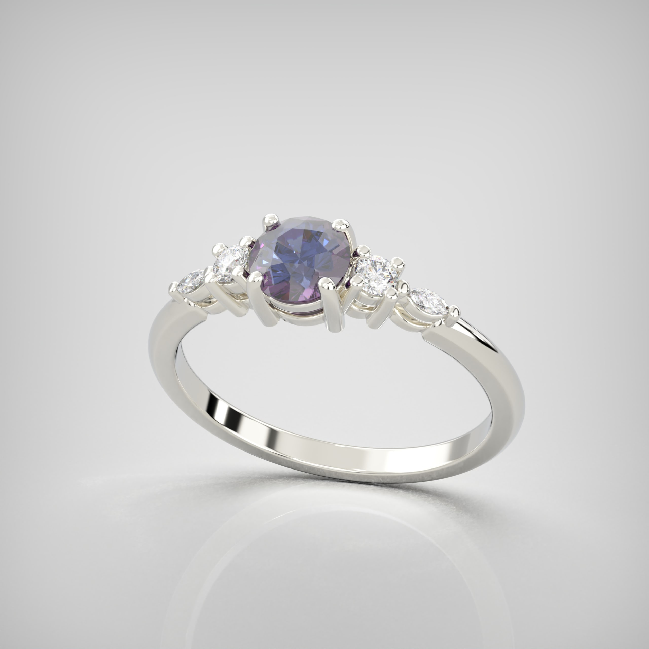 'Arlet' Alexandrite & Diamond Platinum Ring — 5