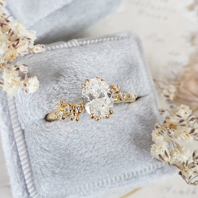 Oval cut lab grown diamond cherry blossom ring — 4