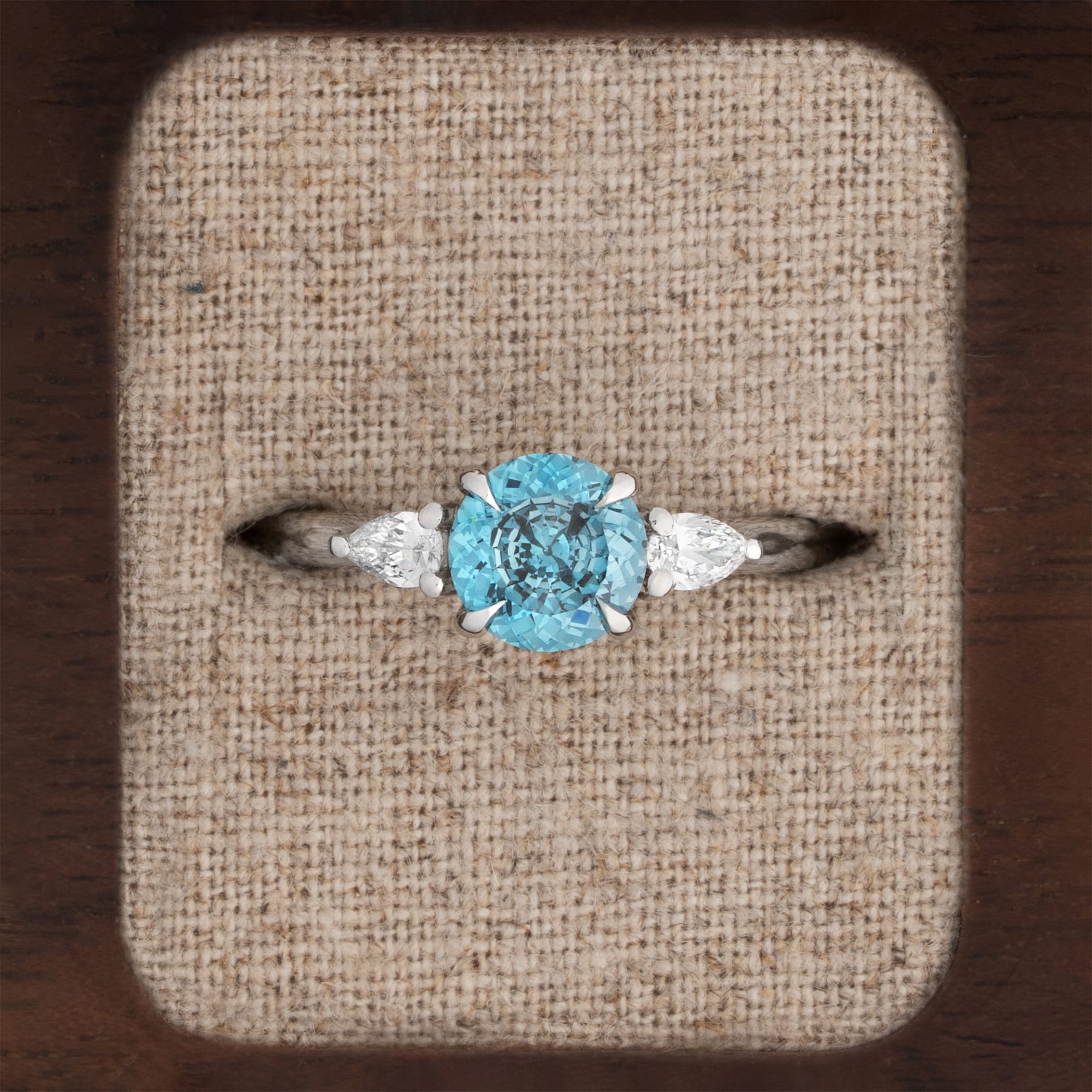 'Francine' Blue Portuguese cut lab grown diamond ring 