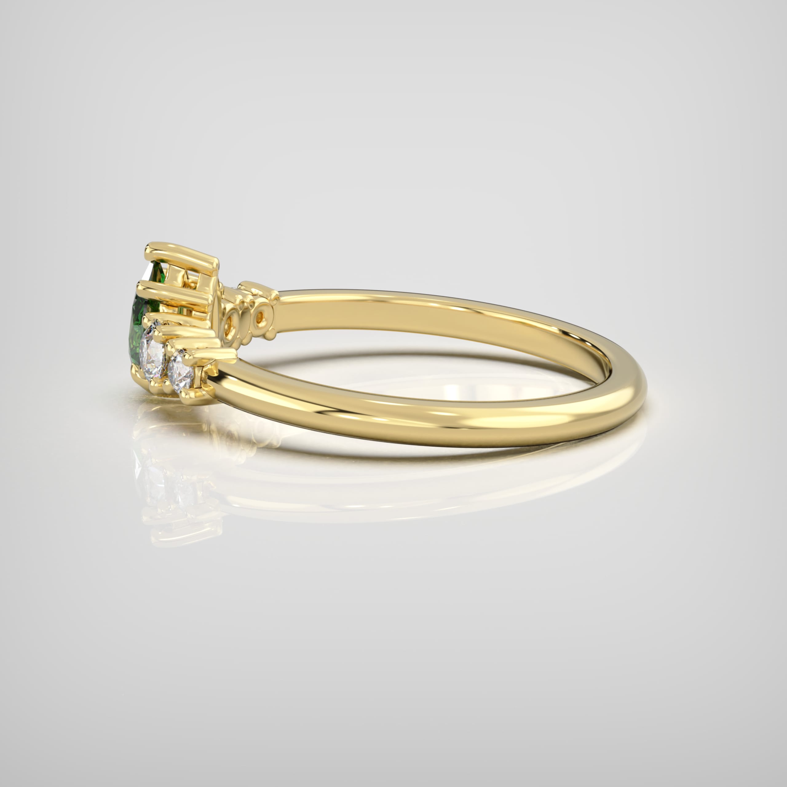 Lab grown emerald and diamond ring - alternate view