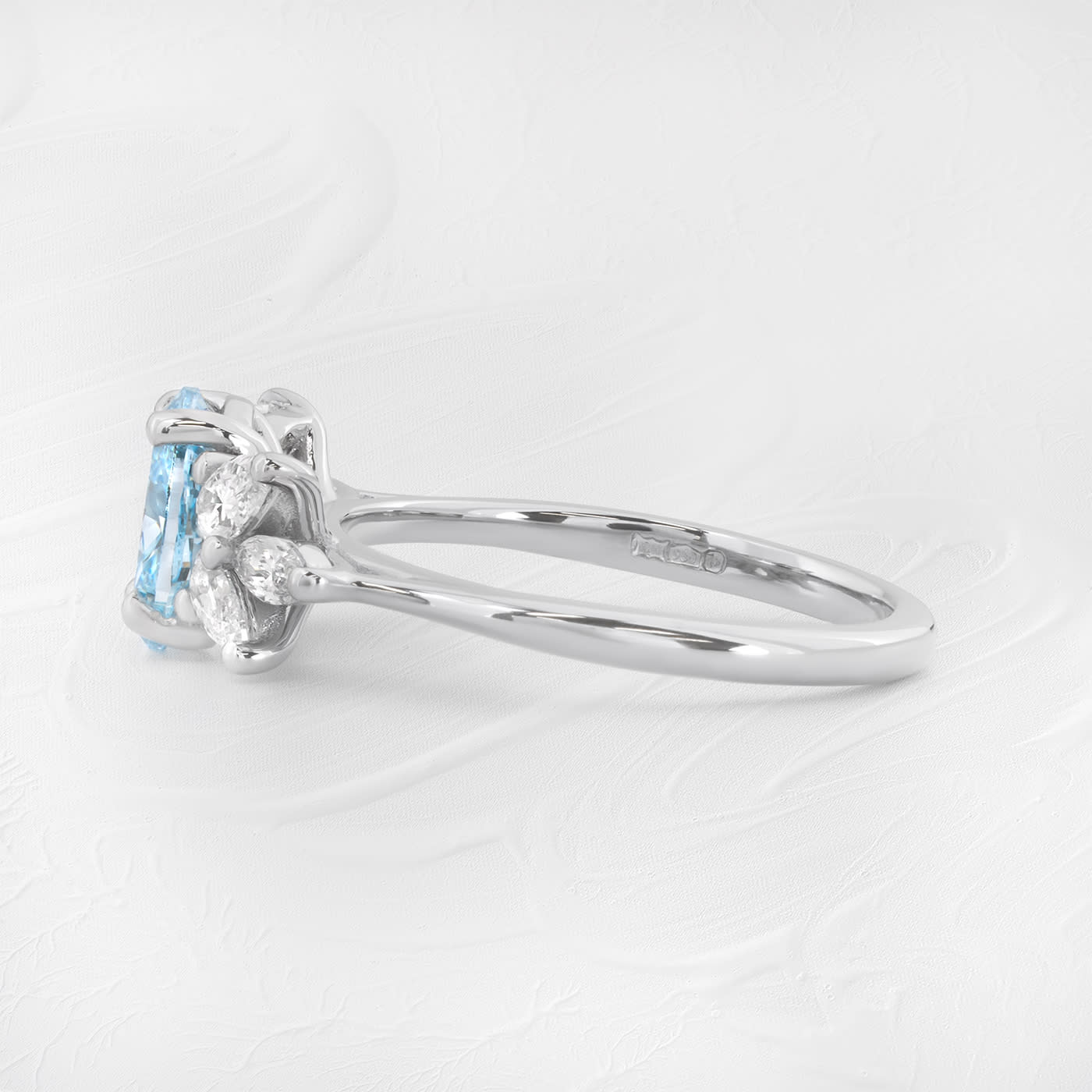 Lab grown blue diamond floral ring — 4