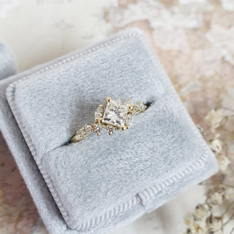 Princess cut lab grown diamond cluster ring — 5