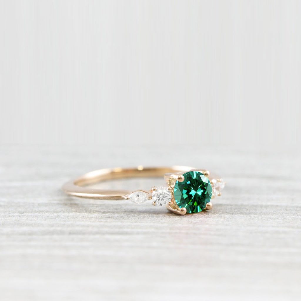 'Arlet' Teal green moissanite engagement ring  - alternate view