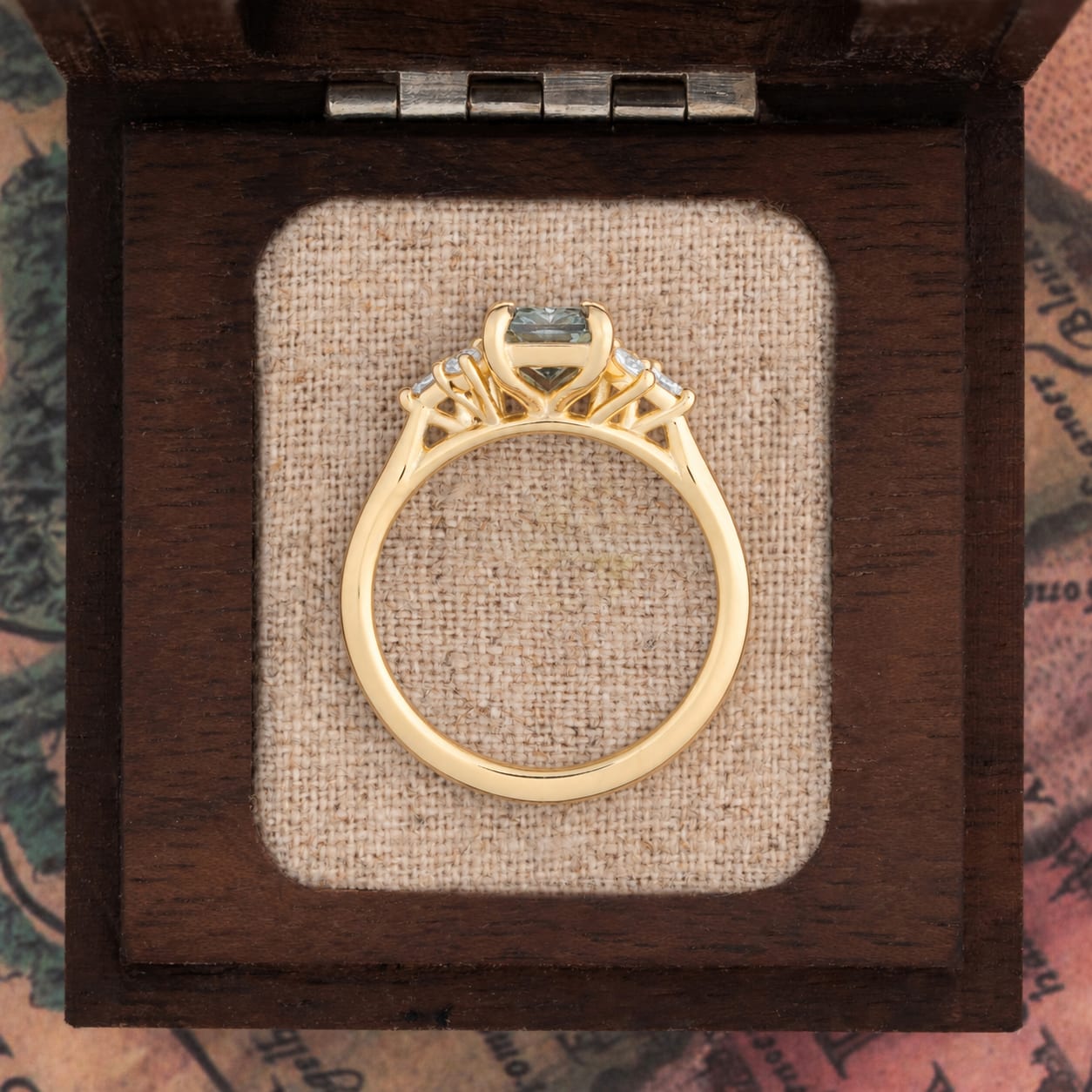 'Dawnflower' Blue-green lab grown diamond ring — 3
