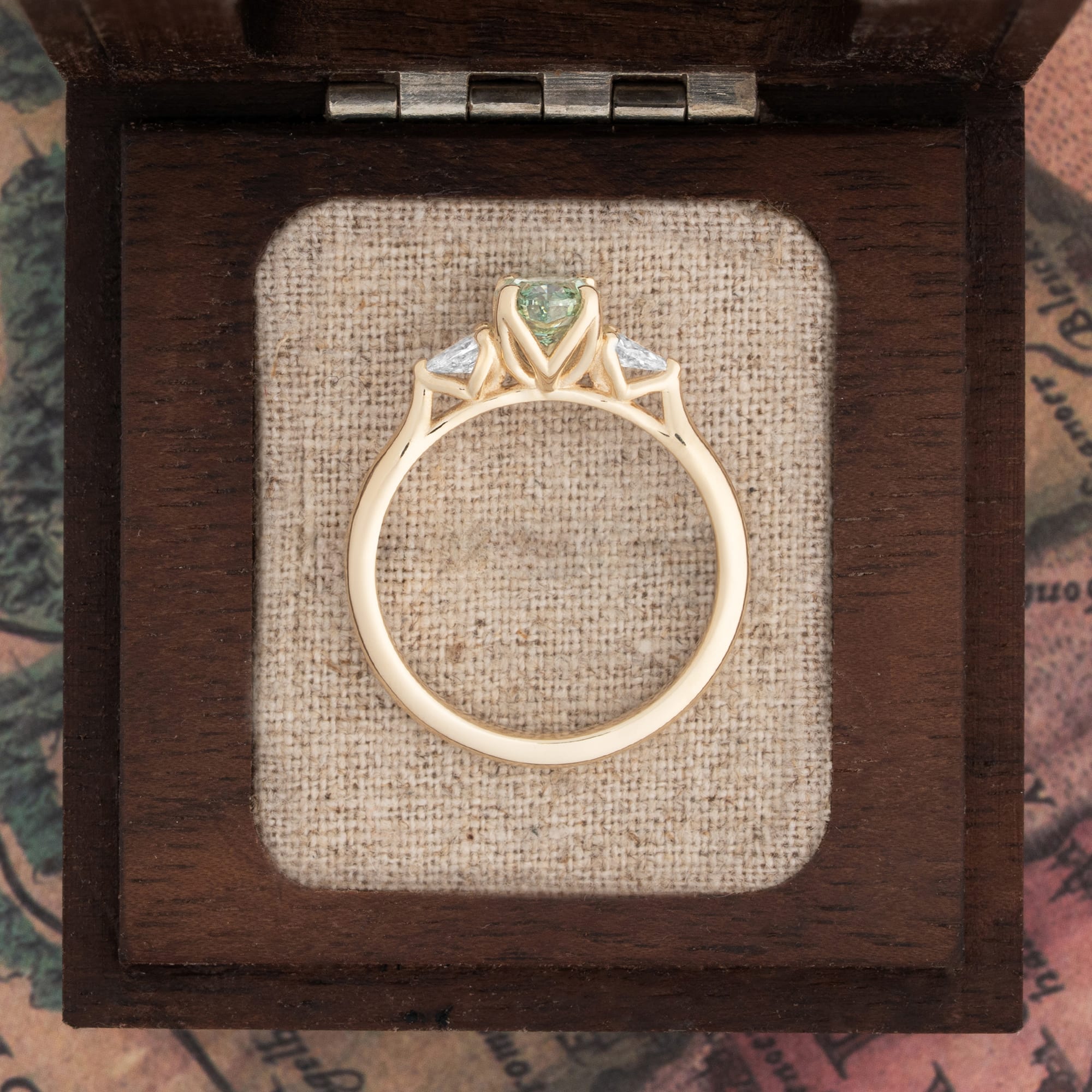 'Ava' Mint green diamond ring  — 3