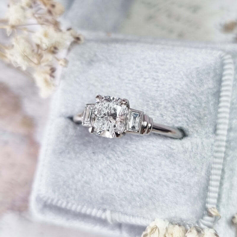 Cushion cut lab grown diamond are deco inspired ring — 5