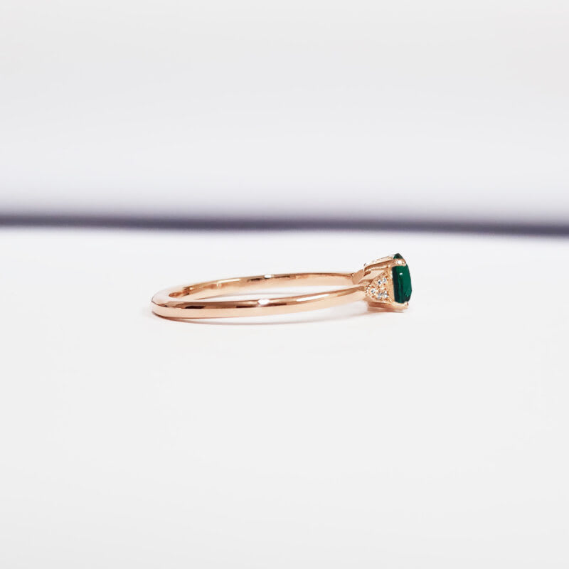 "The Victoria" - Emerald and diamond engagement ring  - alternate view