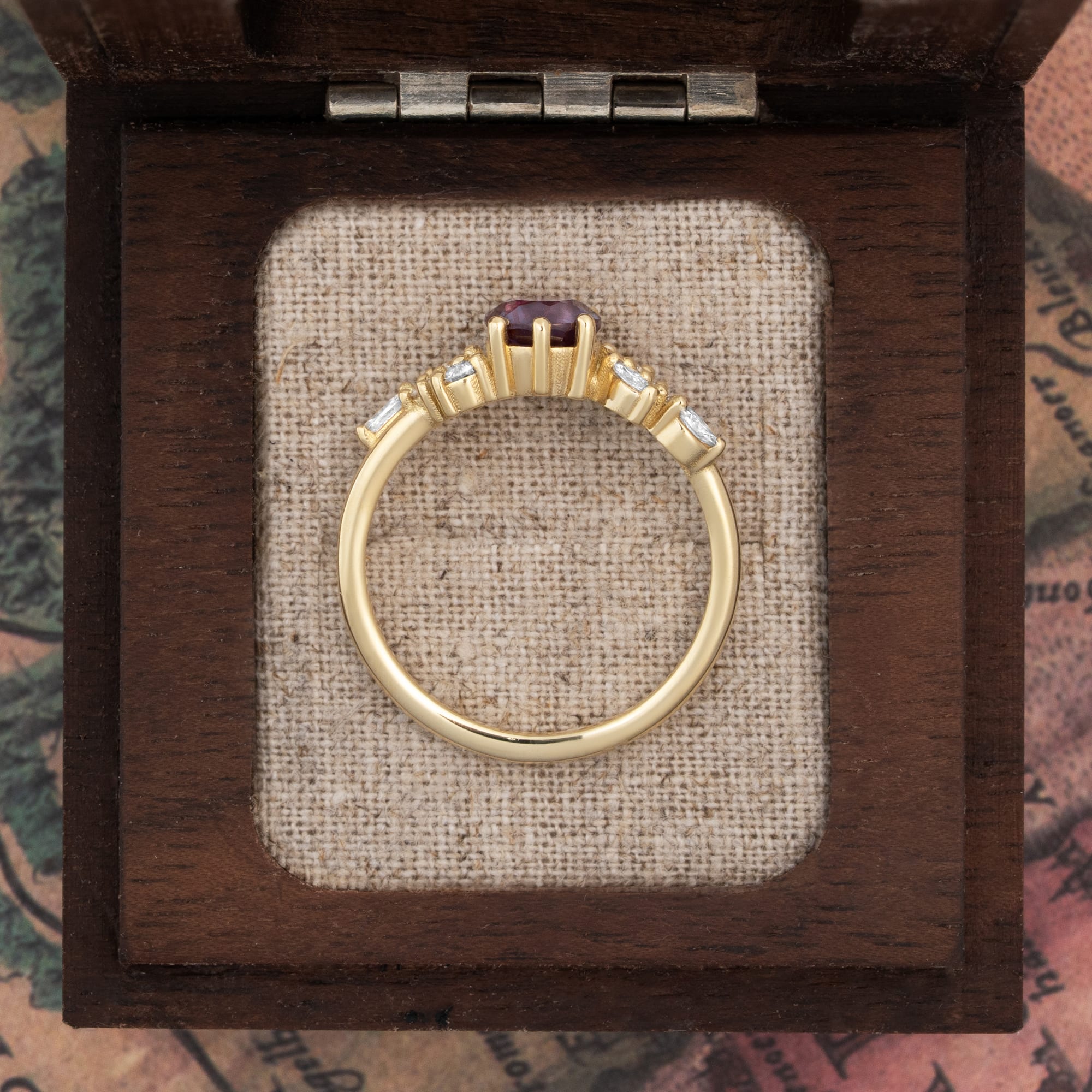 Alexandrite and diamond floral ring — 4