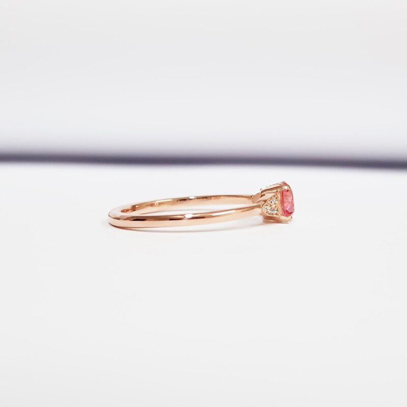 "The Victoria" - Padparadscha sapphire and diamond engagement ring  - alternate view