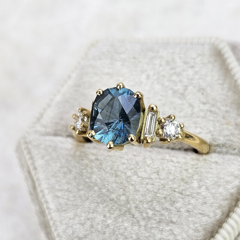 Nasarawa teal aquamarine and diamond ring — 3
