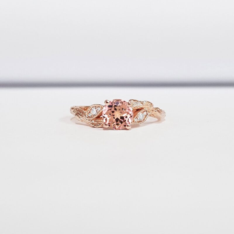Champagne sapphire and diamond nature ring  — 1
