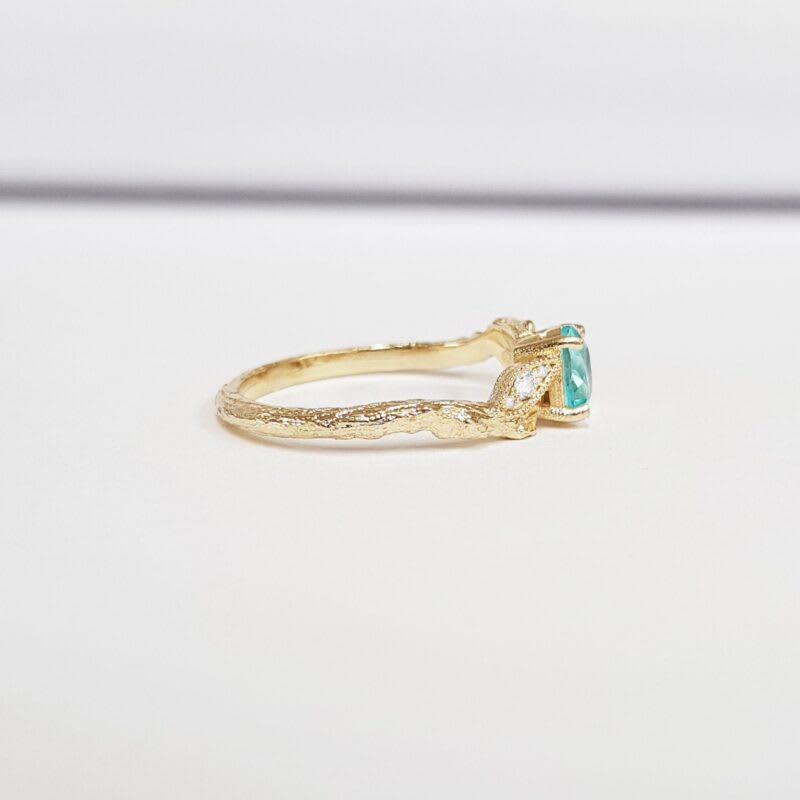 Mint sapphire nature inspired engagement ring — 3