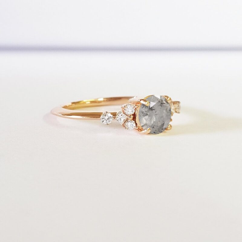 Salt and Pepper Diamond Engagement Ring  — 2