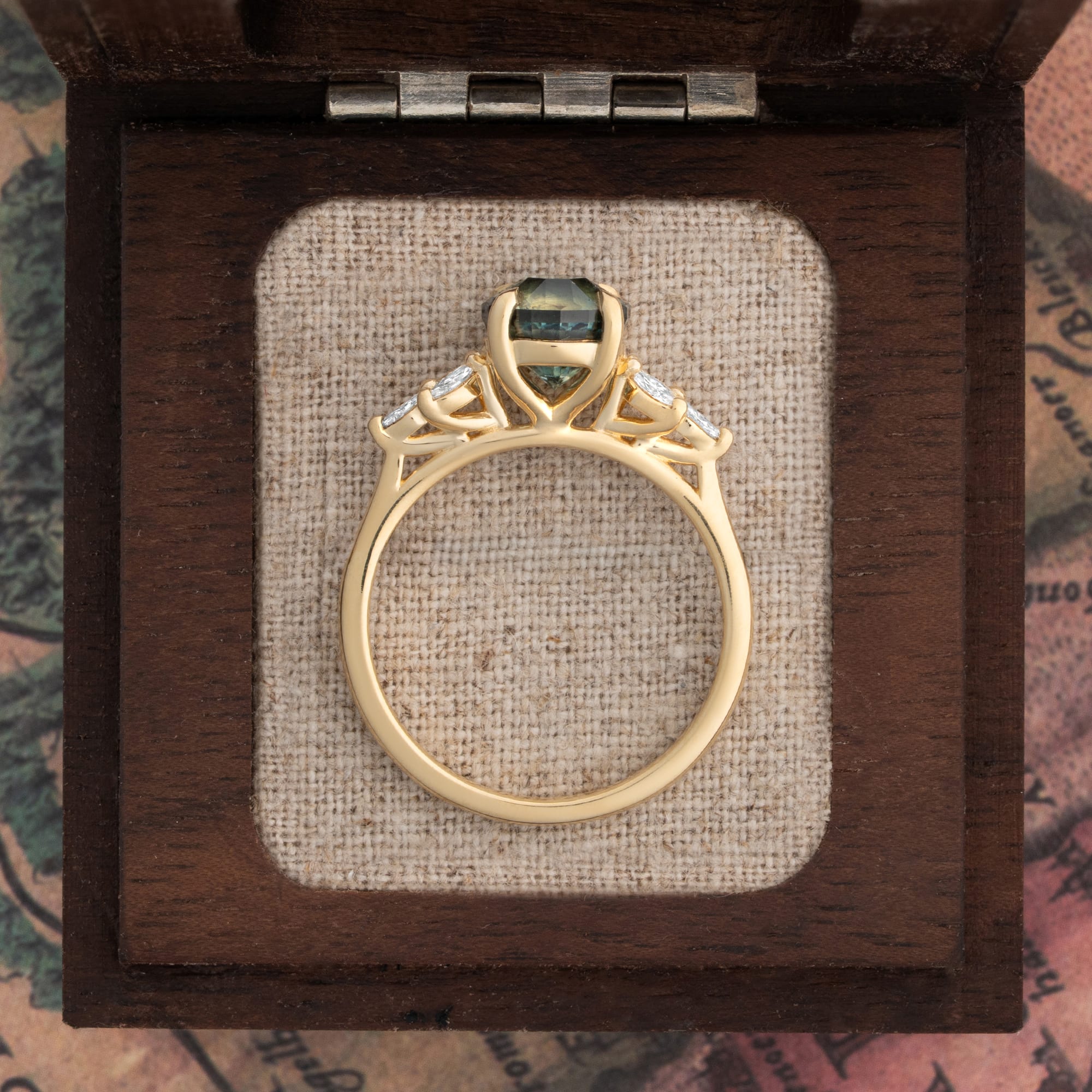 Ultra precision cut sapphire and diamond ring — 4