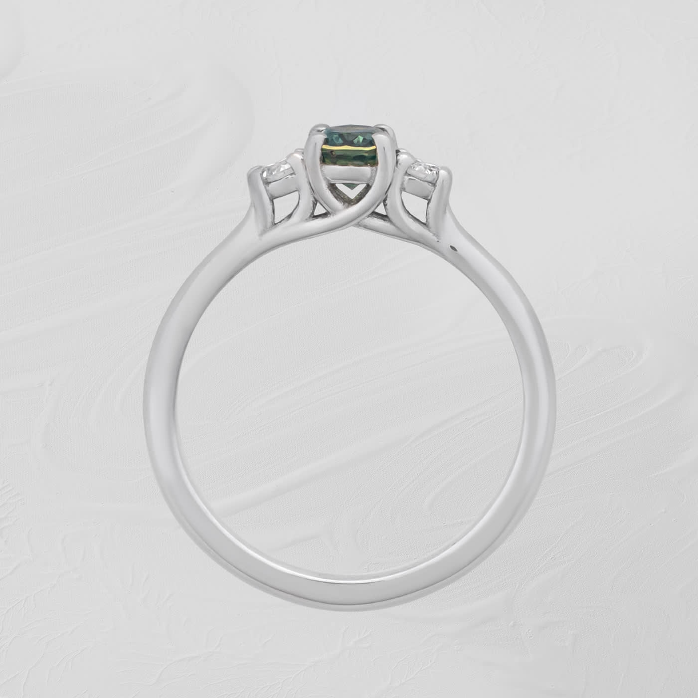 Teal sapphire and diamond ring — 2